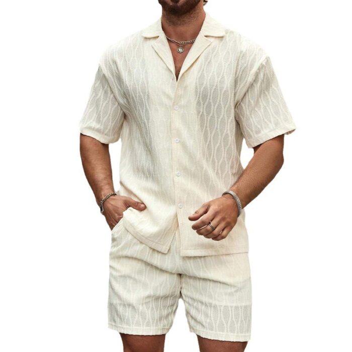 Summer Tracksuit for Men - Lightweight 2 Piece Shirt & Shorts Outfit for Beach & Casual Wear - Image 3