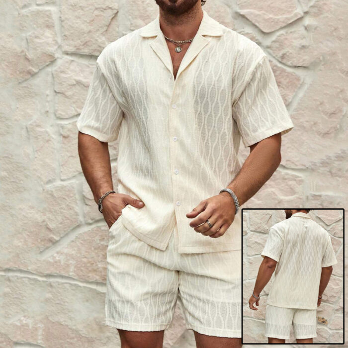 Summer Tracksuit for Men - Lightweight 2 Piece Shirt & Shorts Outfit for Beach & Casual Wear