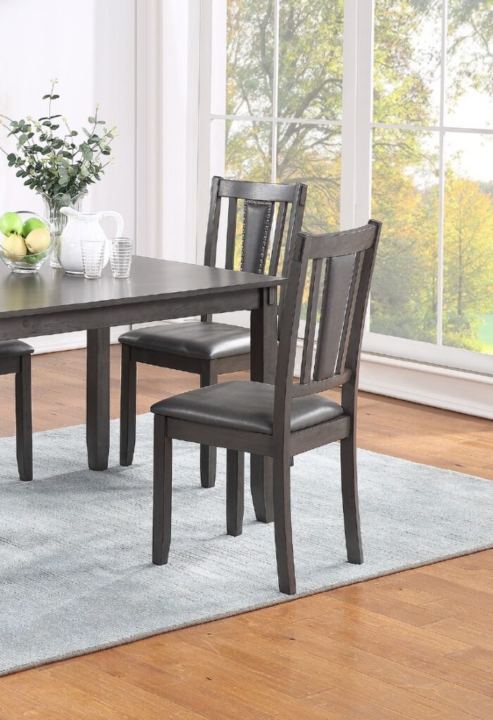 Grey Finish 5-Piece Dinette Set | Wooden Dining Table & Upholstered Chairs - Image 8