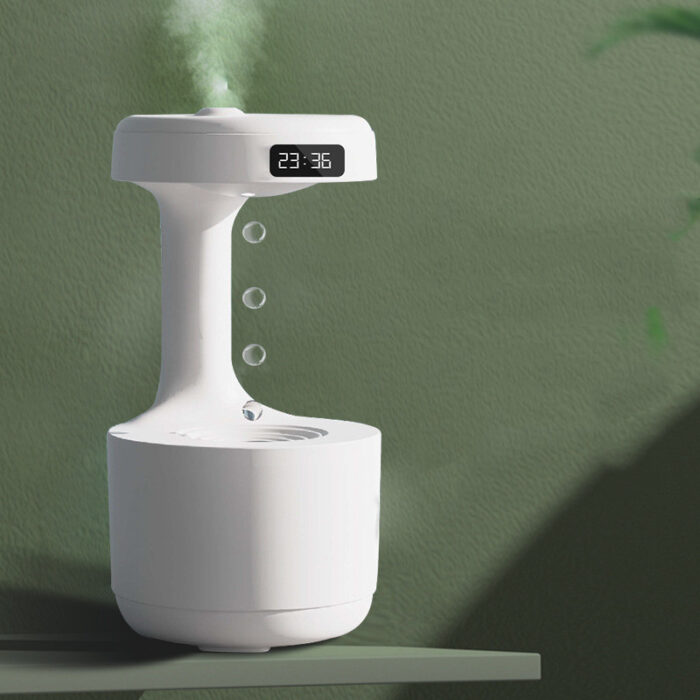 Anti-Gravity Water Drop Humidifier & Aroma Diffuser with LED Clock – Large Capacity & Ultra-Quiet - Image 3