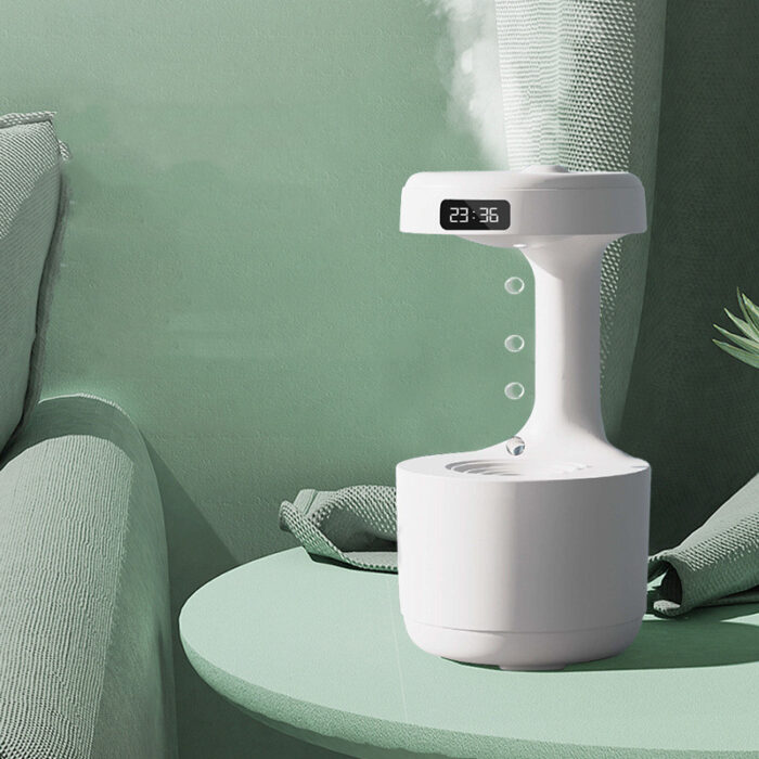 Anti-Gravity Water Drop Humidifier & Aroma Diffuser with LED Clock – Large Capacity & Ultra-Quiet - Image 9