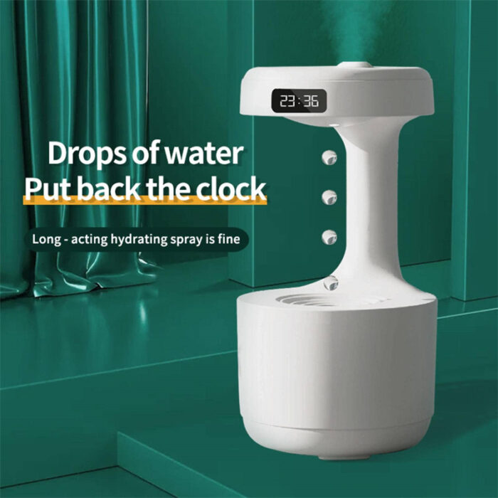 Anti-Gravity Water Drop Humidifier & Aroma Diffuser with LED Clock – Large Capacity & Ultra-Quiet - Image 6